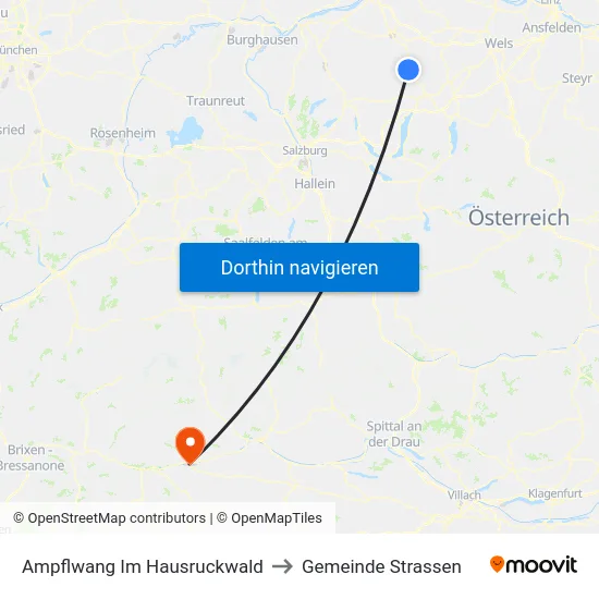 Ampflwang Im Hausruckwald to Gemeinde Strassen map