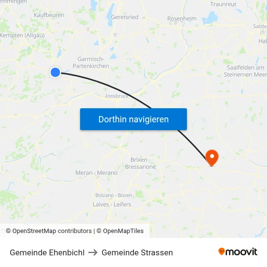 Gemeinde Ehenbichl to Gemeinde Strassen map