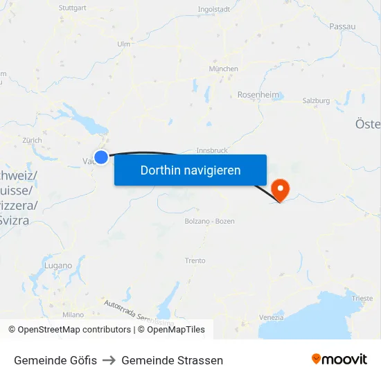 Gemeinde Göfis to Gemeinde Strassen map