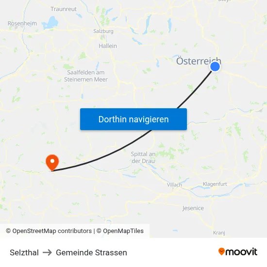 Selzthal to Gemeinde Strassen map