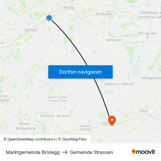Marktgemeinde Brixlegg to Gemeinde Strassen map