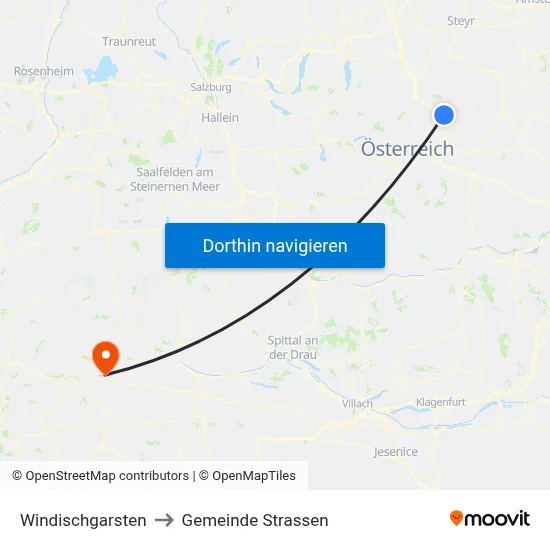 Windischgarsten to Gemeinde Strassen map