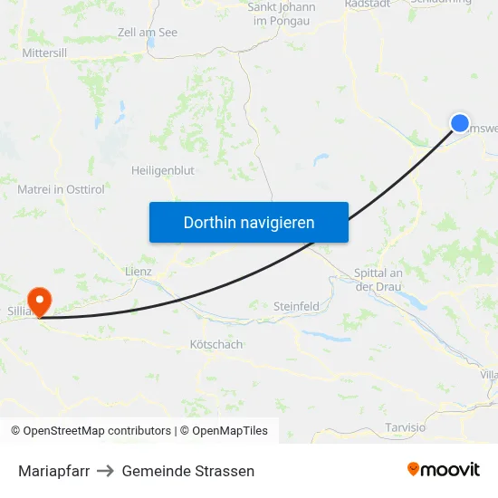 Mariapfarr to Gemeinde Strassen map