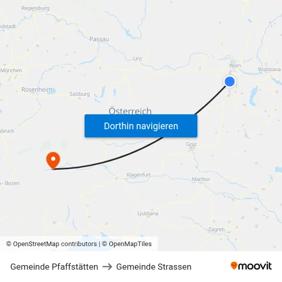 Gemeinde Pfaffstätten to Gemeinde Strassen map