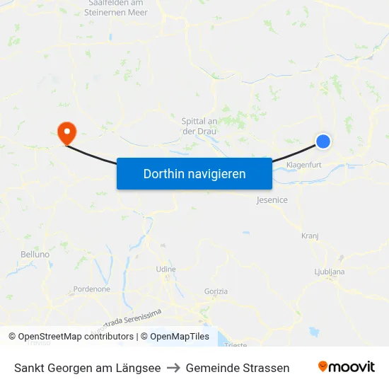 Sankt Georgen am Längsee to Gemeinde Strassen map