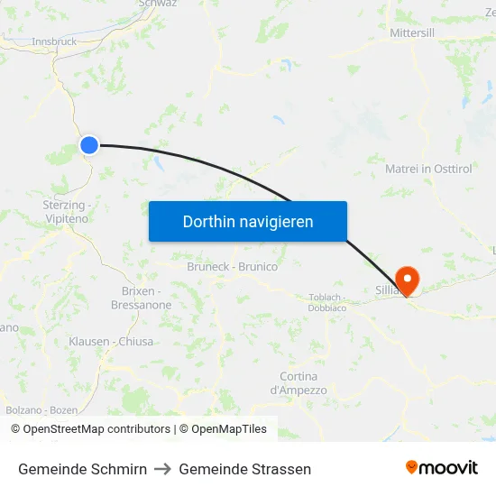 Gemeinde Schmirn to Gemeinde Strassen map