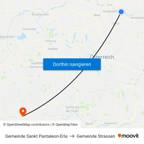 Gemeinde Sankt Pantaleon-Erla to Gemeinde Strassen map