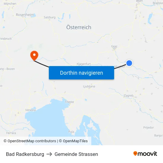 Bad Radkersburg to Gemeinde Strassen map