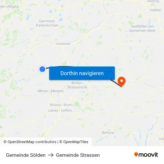 Gemeinde Sölden to Gemeinde Strassen map