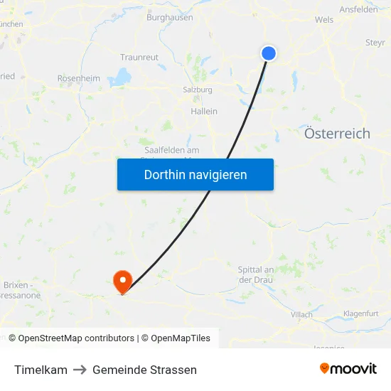 Timelkam to Gemeinde Strassen map