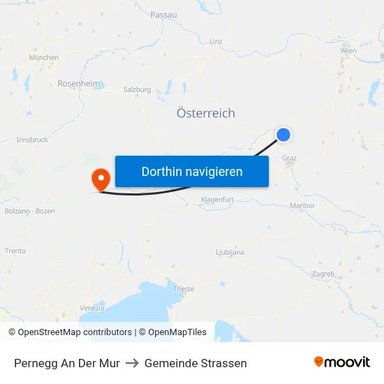 Pernegg An Der Mur to Gemeinde Strassen map