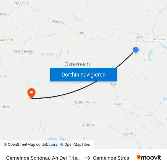Gemeinde Schönau An Der Triesting to Gemeinde Strassen map