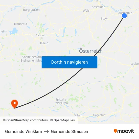 Gemeinde Winklarn to Gemeinde Strassen map