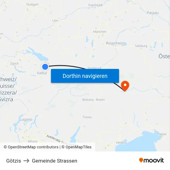 Götzis to Gemeinde Strassen map