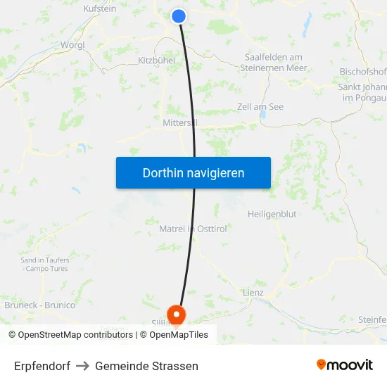 Erpfendorf to Gemeinde Strassen map