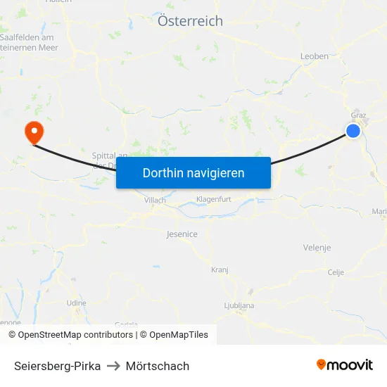 Seiersberg-Pirka to Mörtschach map