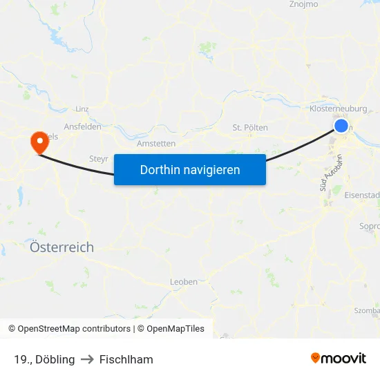 19., Döbling to Fischlham map