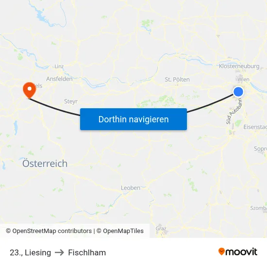 23., Liesing to Fischlham map