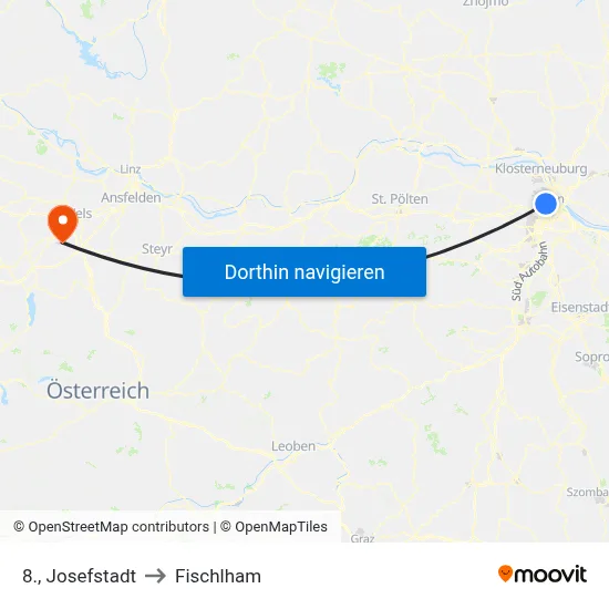 8., Josefstadt to Fischlham map