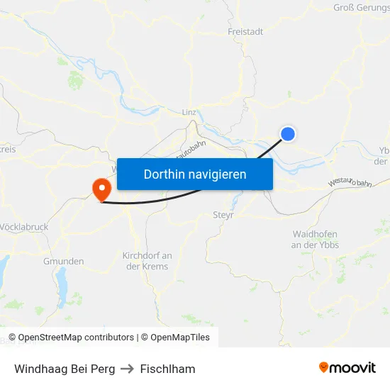 Windhaag Bei Perg to Fischlham map