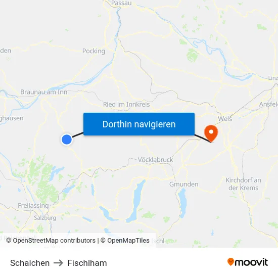Schalchen to Fischlham map