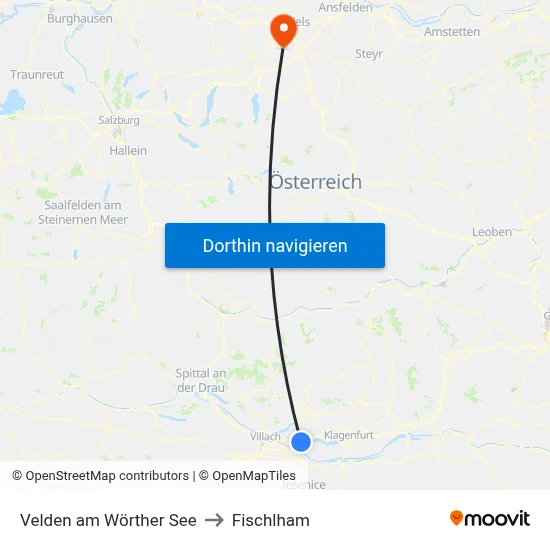 Velden am Wörther See to Fischlham map