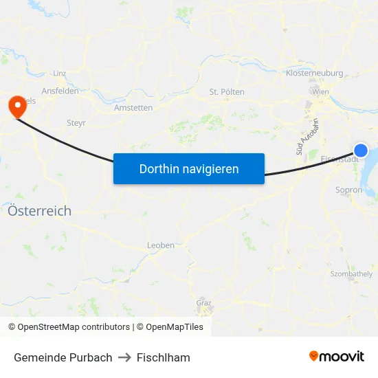 Gemeinde Purbach to Fischlham map