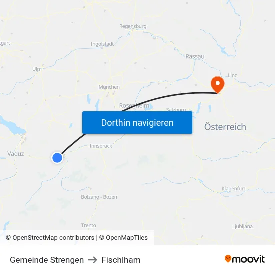 Gemeinde Strengen to Fischlham map