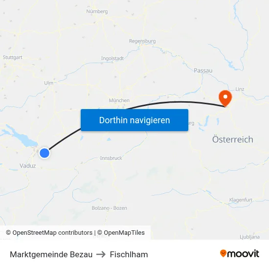 Marktgemeinde Bezau to Fischlham map