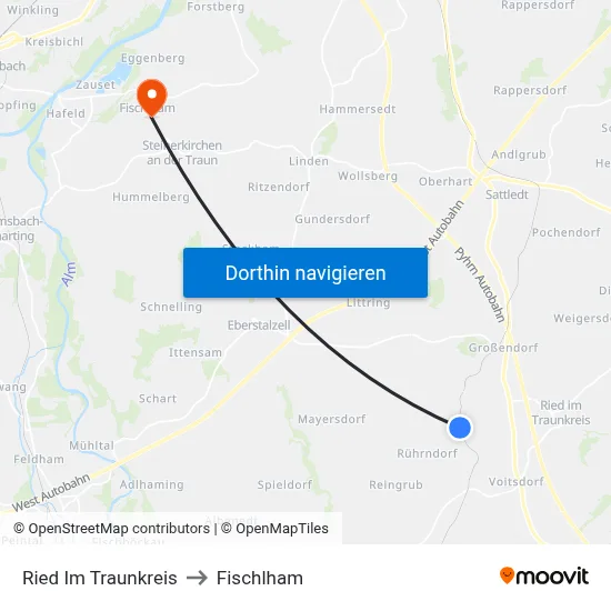 Ried Im Traunkreis to Fischlham map