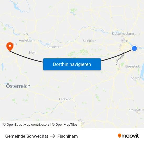 Gemeinde Schwechat to Fischlham map