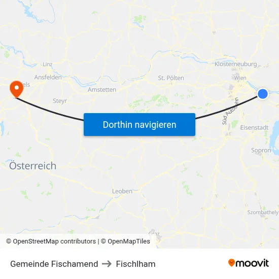 Gemeinde Fischamend to Fischlham map