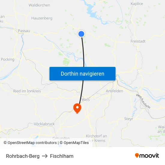 Rohrbach-Berg to Fischlham map