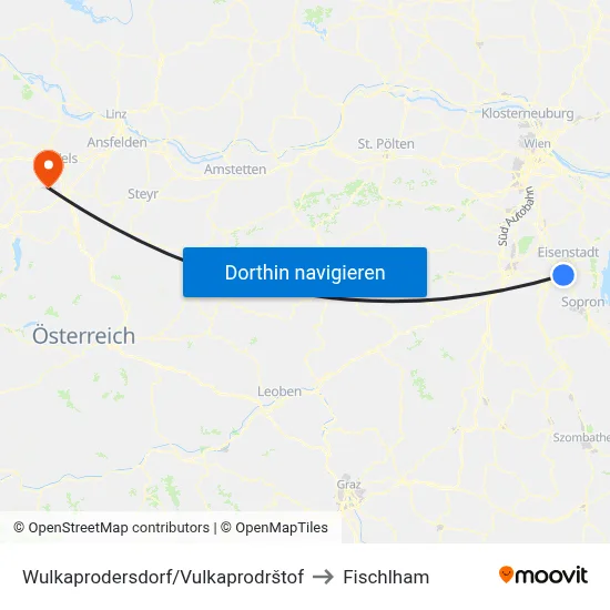 Wulkaprodersdorf/Vulkaprodrštof to Fischlham map