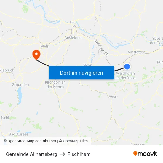 Gemeinde Allhartsberg to Fischlham map