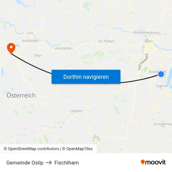 Gemeinde Oslip to Fischlham map