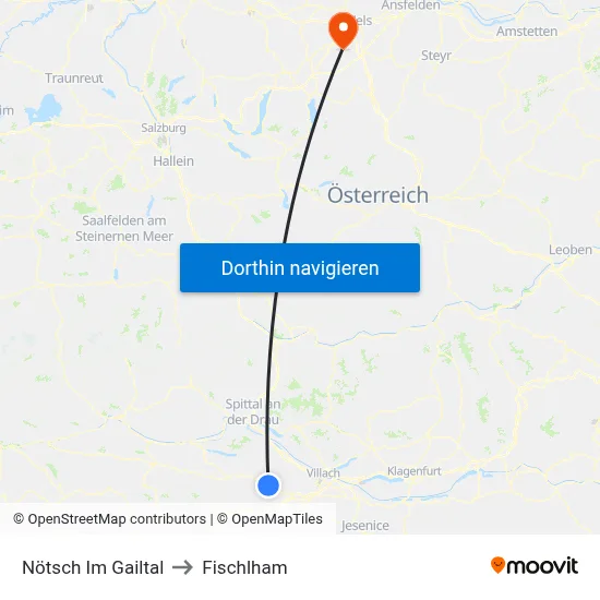 Nötsch Im Gailtal to Fischlham map