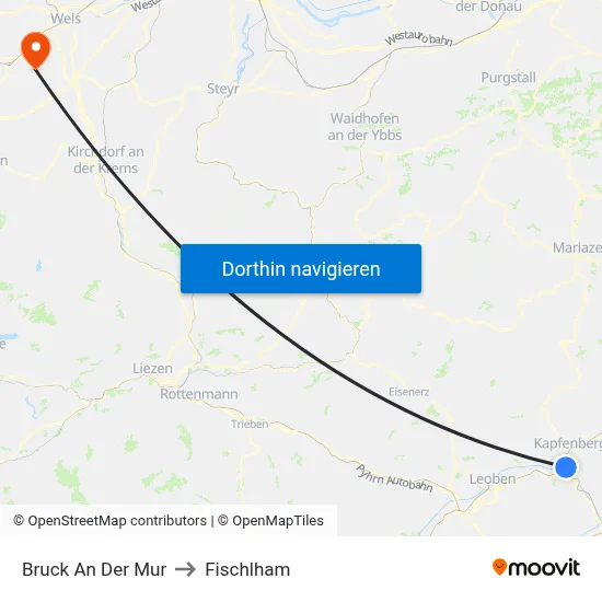 Bruck An Der Mur to Fischlham map