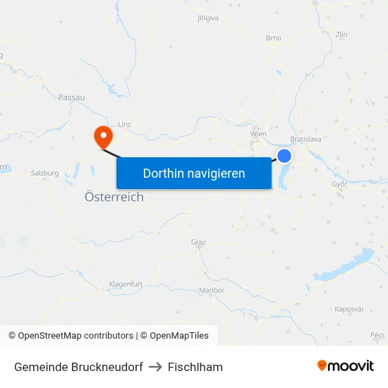 Gemeinde Bruckneudorf to Fischlham map
