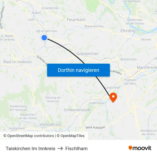 Taiskirchen Im Innkreis to Fischlham map