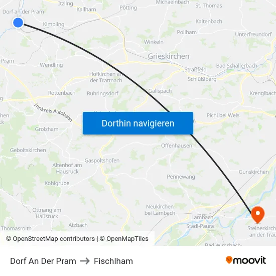 Dorf An Der Pram to Fischlham map