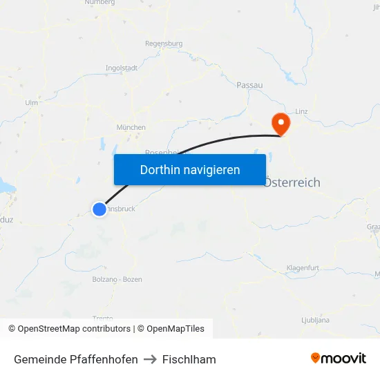 Gemeinde Pfaffenhofen to Fischlham map