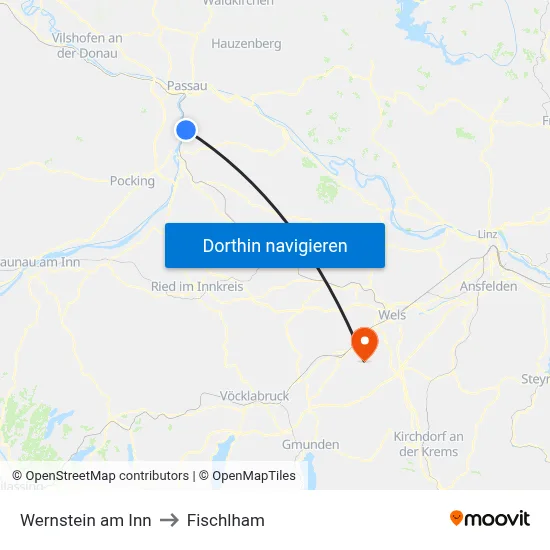 Wernstein am Inn to Fischlham map