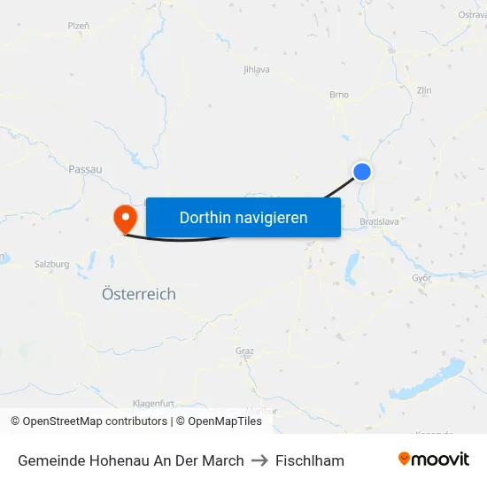 Gemeinde Hohenau An Der March to Fischlham map