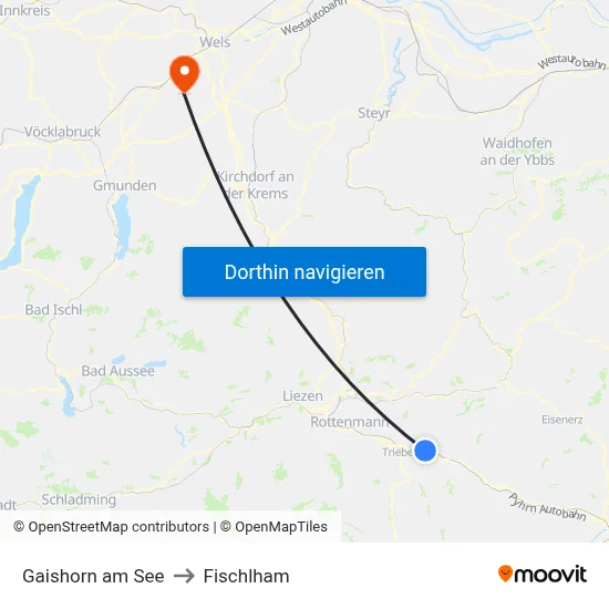 Gaishorn am See to Fischlham map