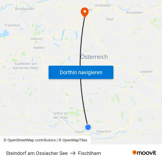 Steindorf am Ossiacher See to Fischlham map