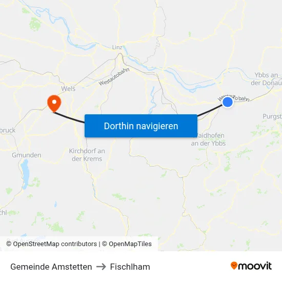 Gemeinde Amstetten to Fischlham map