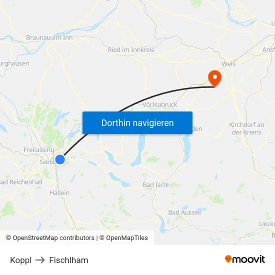 Koppl to Fischlham map