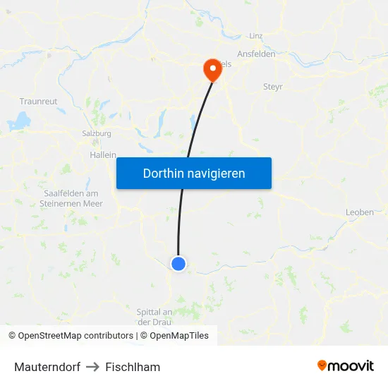 Mauterndorf to Fischlham map