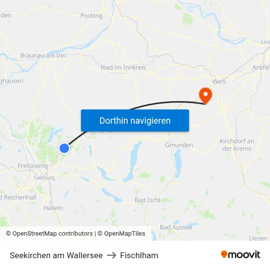 Seekirchen am Wallersee to Fischlham map